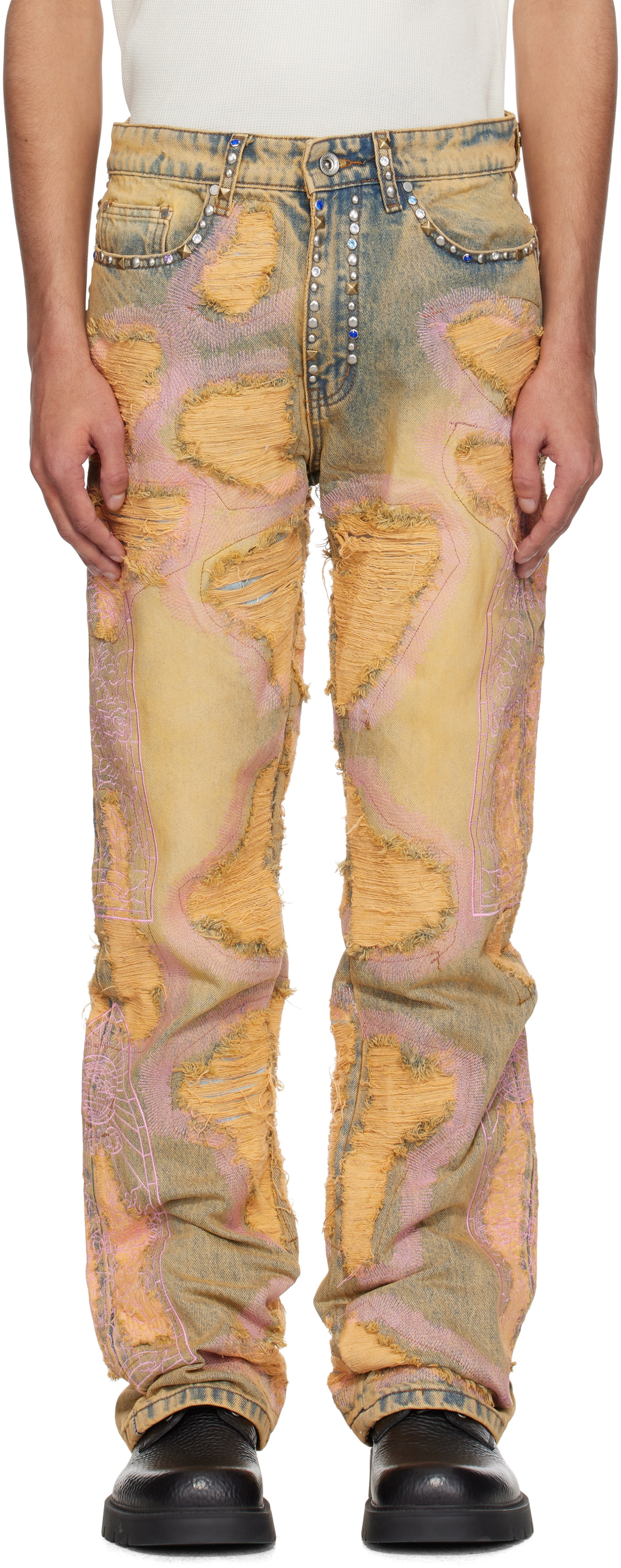Who Decides War SSENSE Exclusive Black Daisy Jeans WHO Who Decides War SSENSE Exclusive Black Daisy Jeans WHO