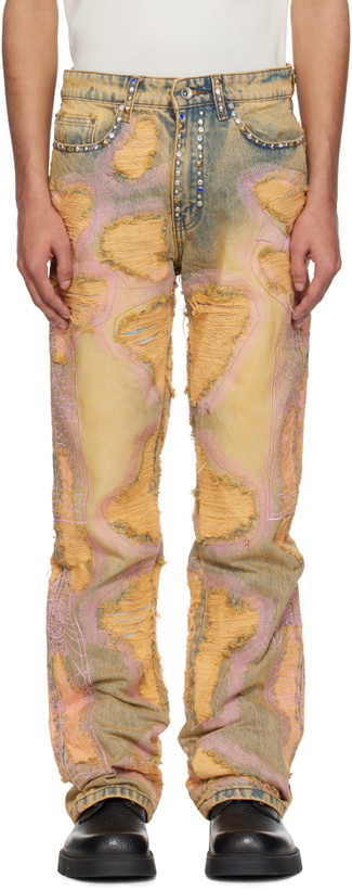 Photo: Who Decides War Orange Stud Distressed Jeans