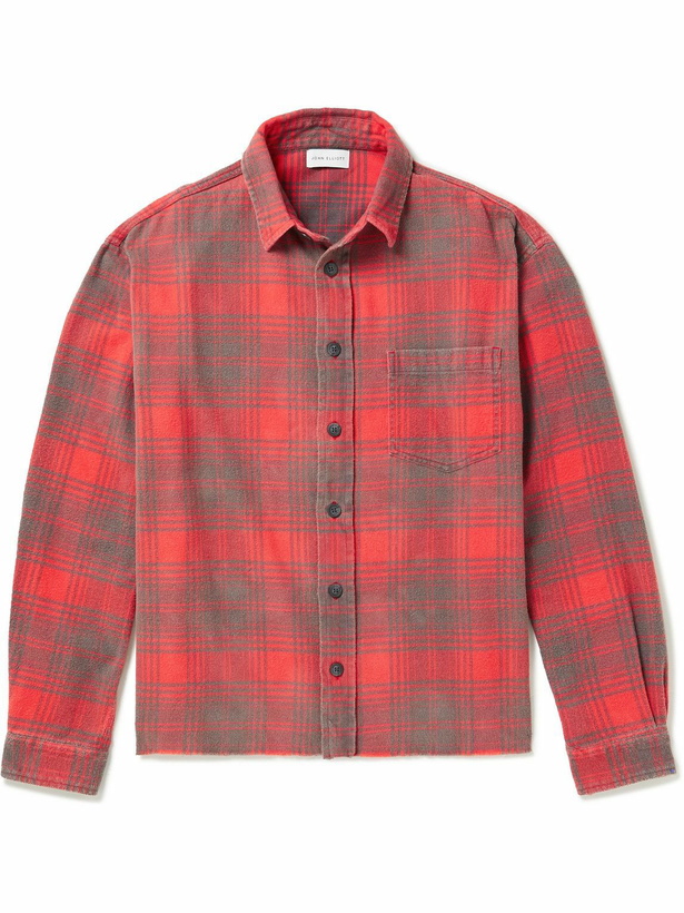 Photo: John Elliott - Distressed Checked Cotton-Flannel Shirt - Red