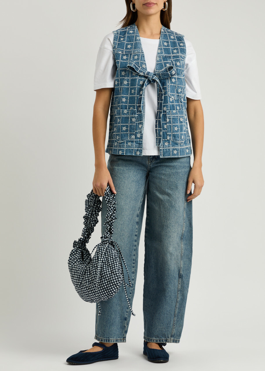Damson Madder Dilly Embroidered Denim Gilet