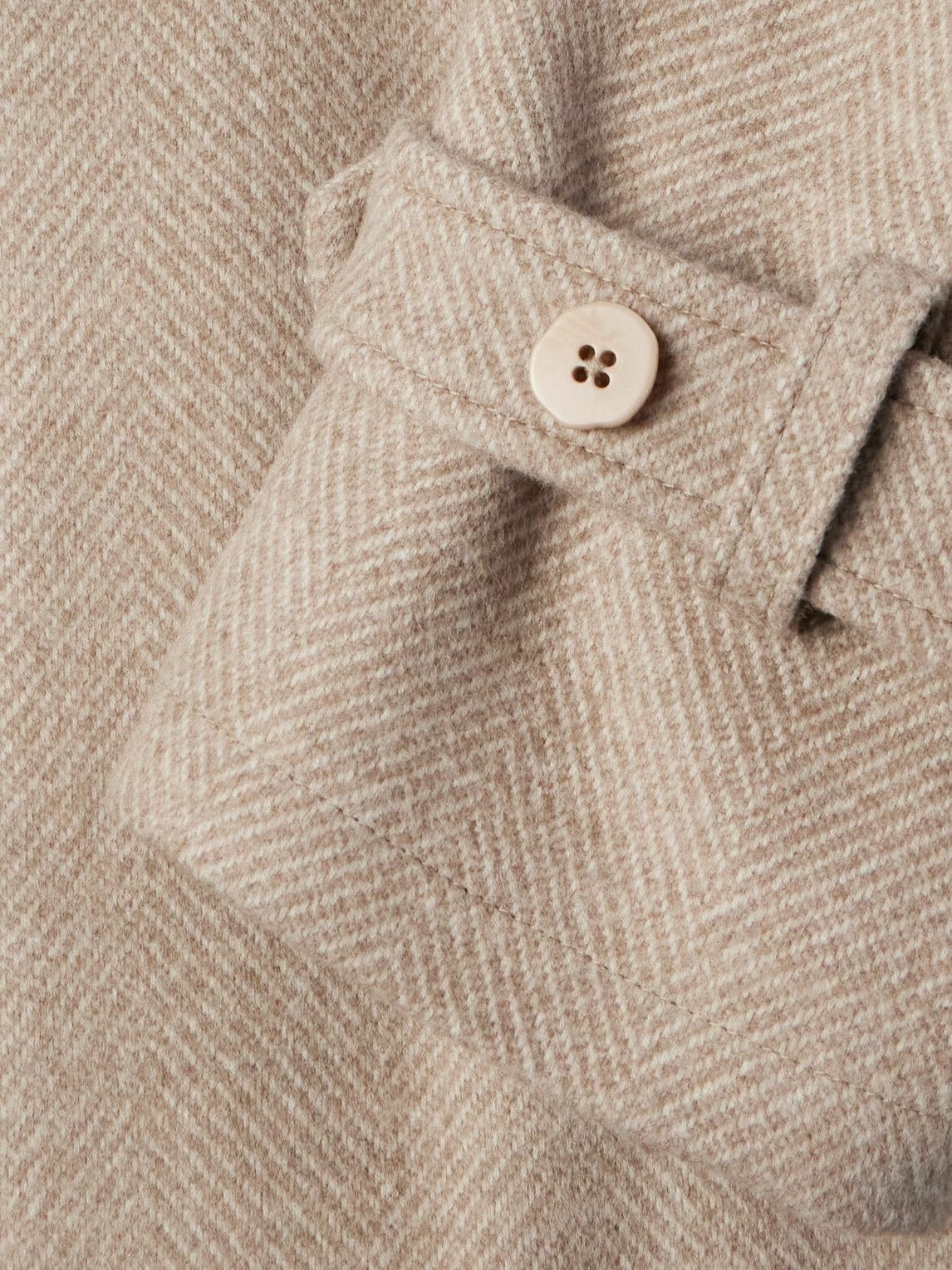Stòffa - Belted Herringbone Wool Coat - Neutrals