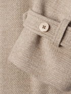 Stòffa - Belted Herringbone Wool Coat - Neutrals