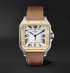 Cartier - Santos Automatic 39.8mm 18-Karat Gold Interchangeable Stainless Steel and Leather Watch - Men - White