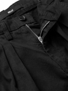 BILLY - Pleated Cotton-Twill Shorts - Black