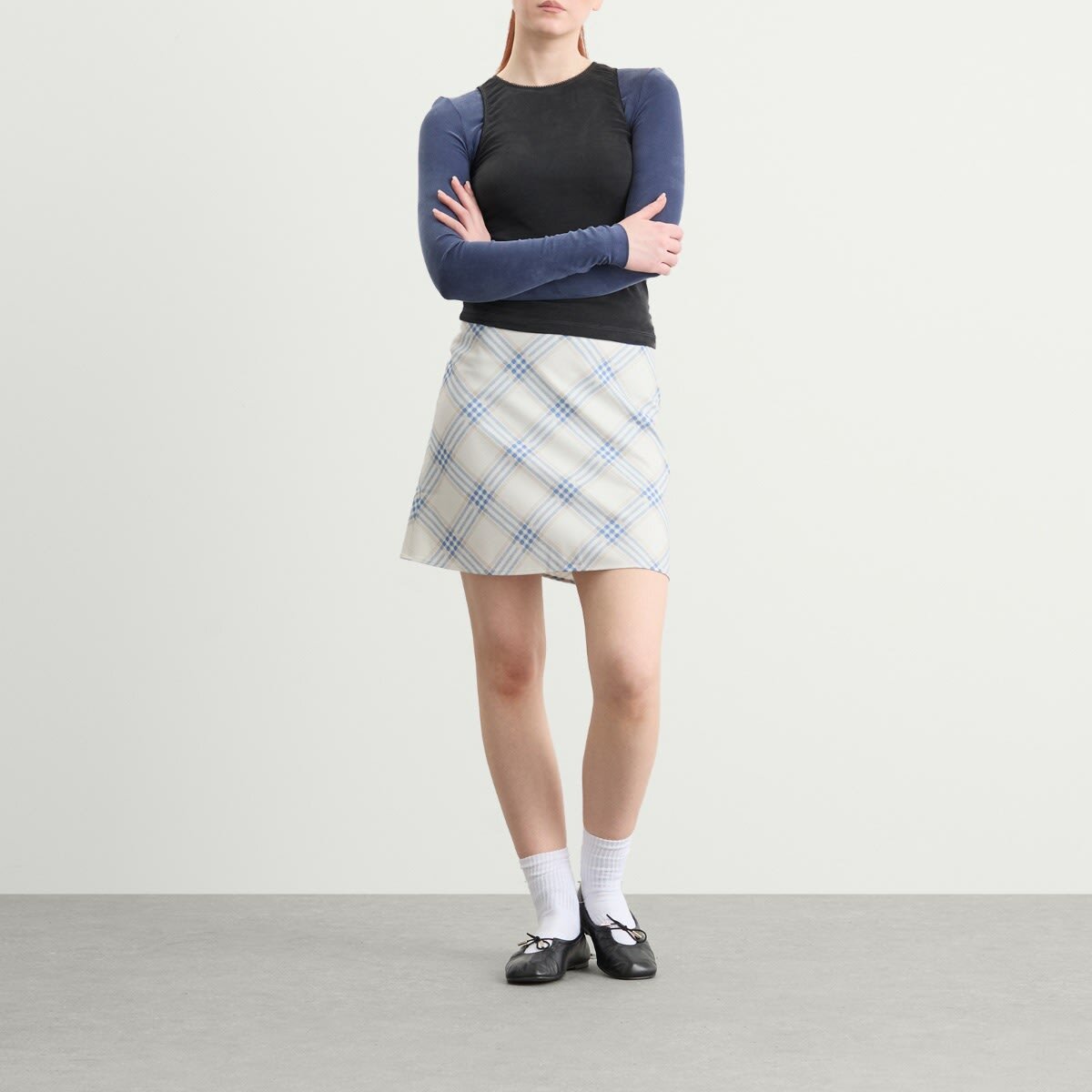 Kijun Women's Essential Check Mini Skirt in Blue