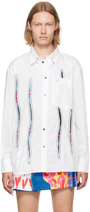 Photo: Charles Jeffrey Loverboy White Fred Perry Edition Tartan Patch Shirt