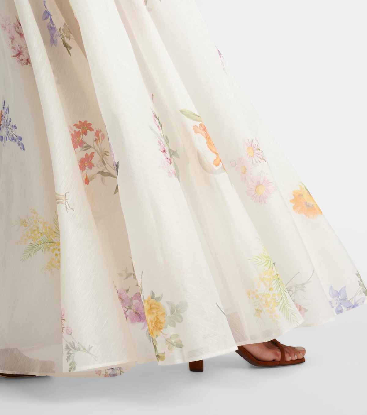 Zimmermann Natura floral linen and silk organza maxi skirt