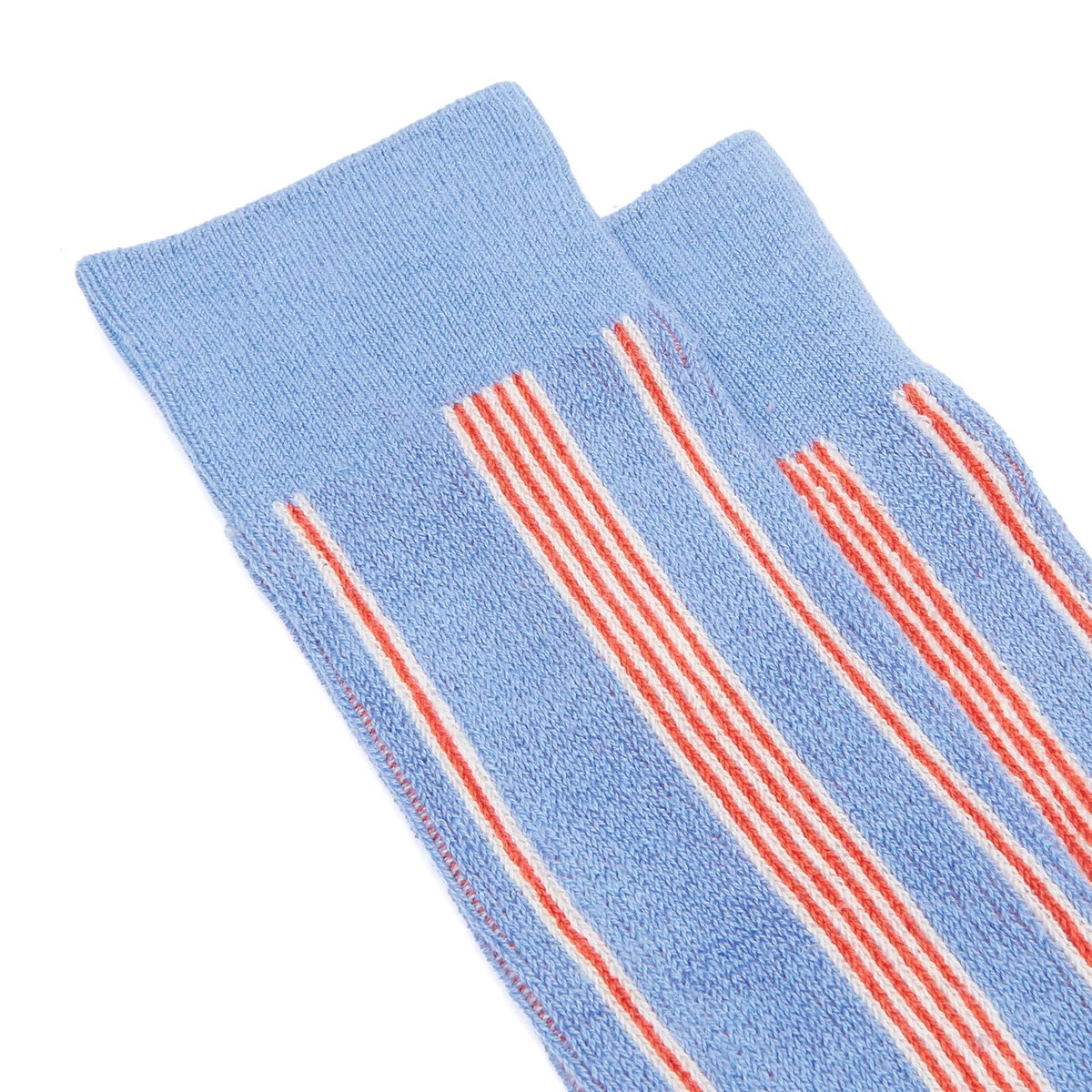 GUEST IN RESIDENCE Women's Vertical Stripe Socks in French Blue/Cream/Cherry 