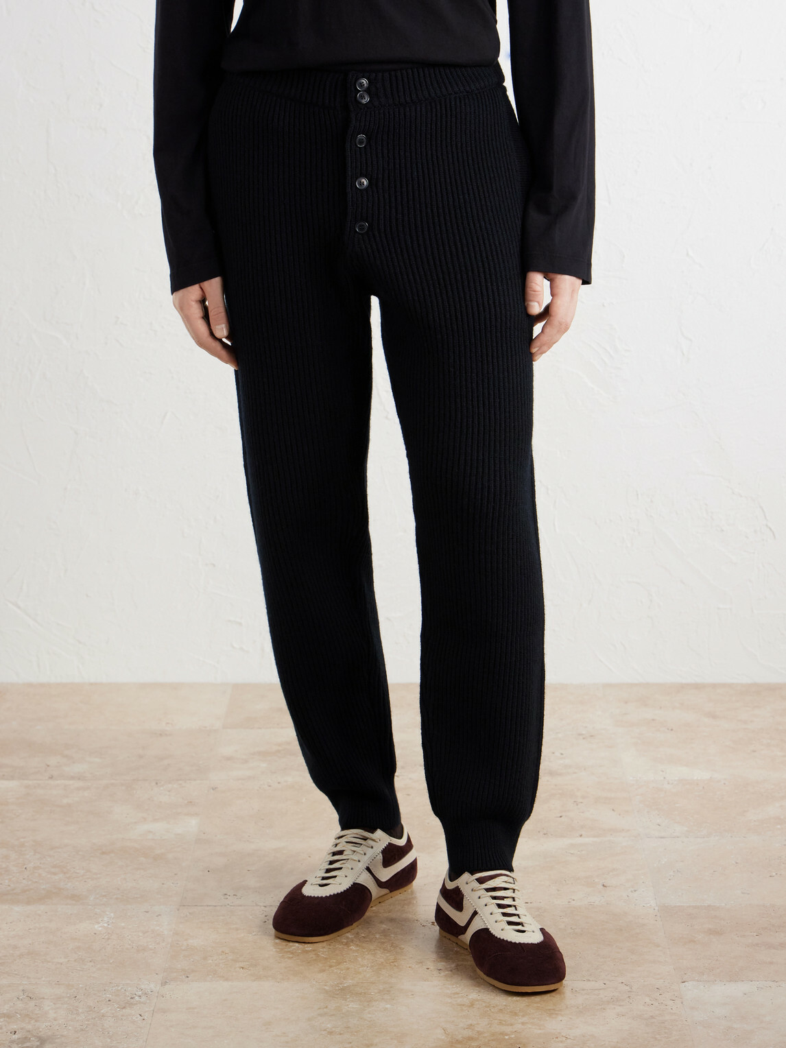 Dries Van Noten - Meru Tapered Ribbed Wool Sweatpants - Black