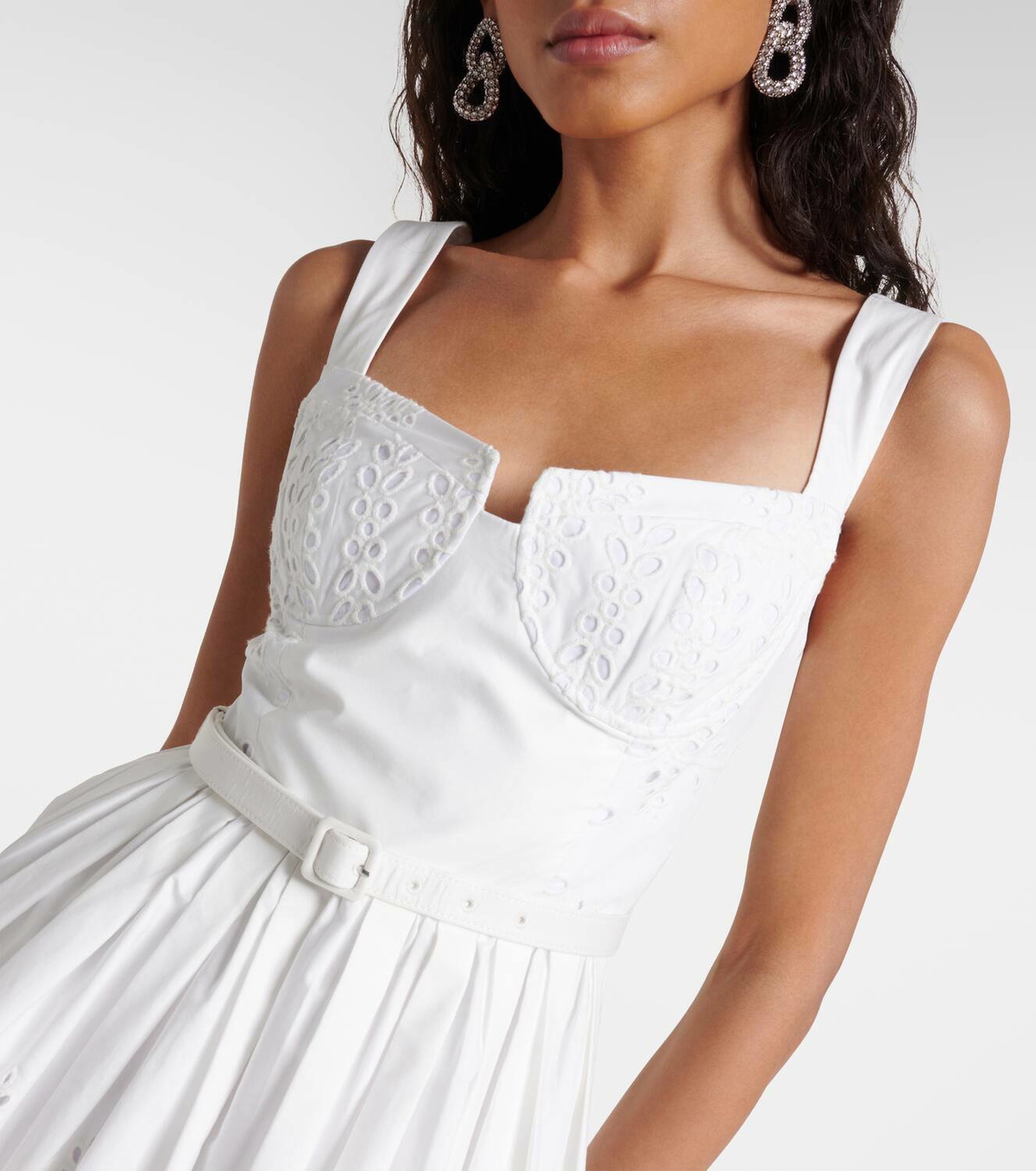 white christmas dresses White Cotton Broderie Mini Dress – self-portrait-EU main image 1