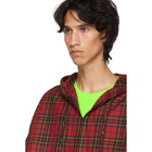 Balenciaga Red Hooded Plaid Shirt