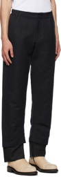 Ann Demeulemeester Black Cotton & Linen Double Hem Trousers