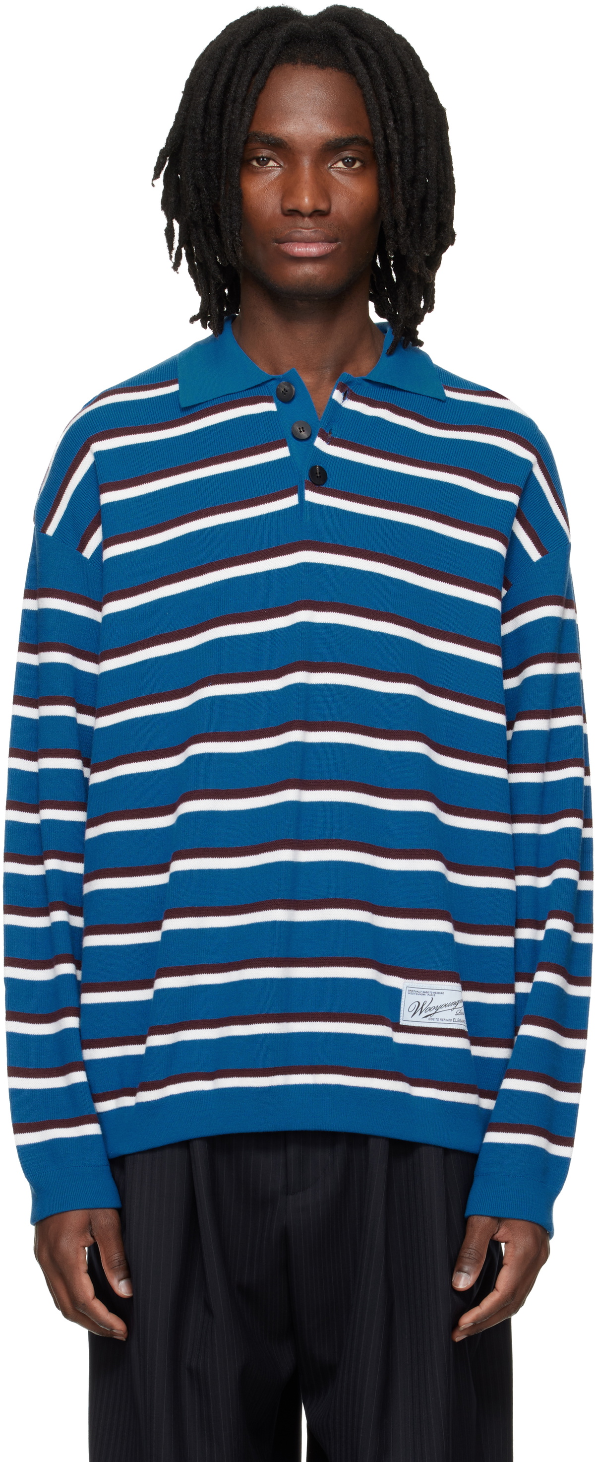 WOOYOUNGMI Blue Striped Polo