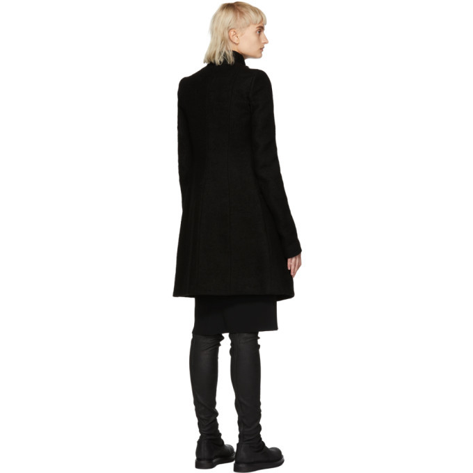 Rick Owens Black Wool Zipped Eileen Coat Rick Owens