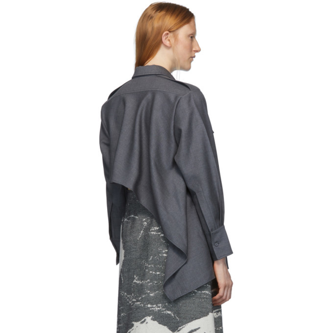 Ports 1961 Grey Mohair and Wool Long Sleeve Shirt