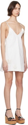 AREA Off-White Crystal Rosette Poplin Minidress