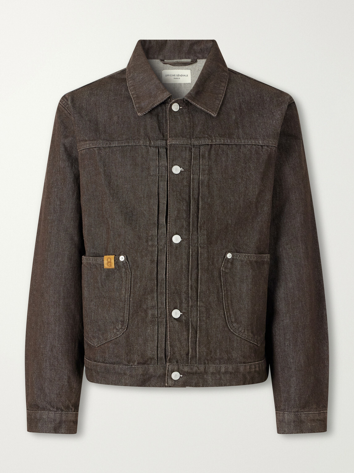 Officine Générale - Vince Pleated Organic Denim Jacket - Brown
