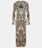 Etro Logo printed tulle midi dress