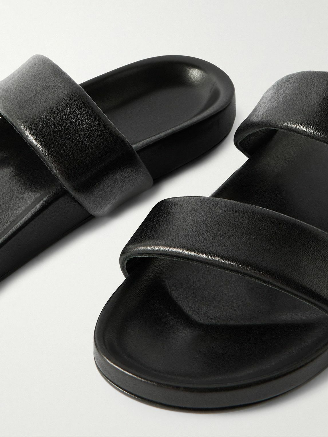 SAINT LAURENT - Nichols Leather Slides - Black