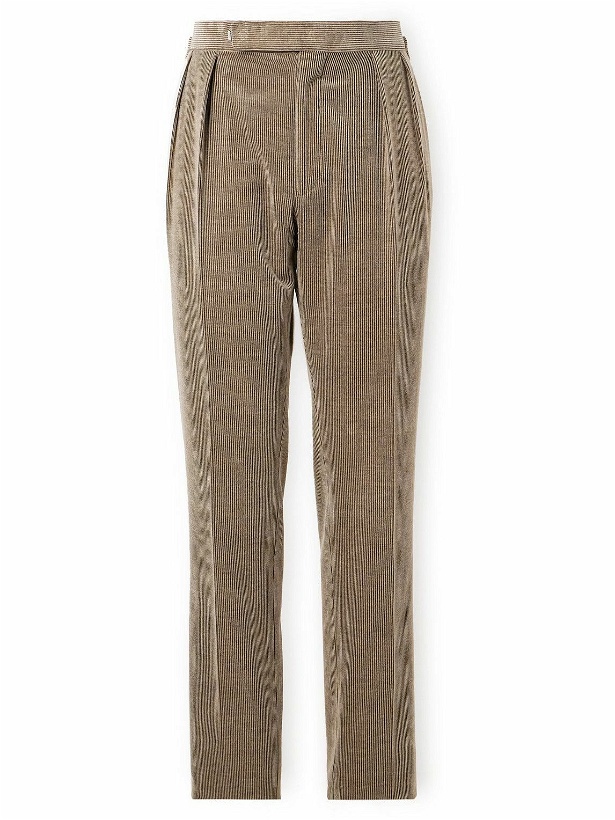 Photo: Ralph Lauren Purple label - Gregory Straight-Leg Pleated Cotton and Cashmere-Blend Corduroy Trousers - Brown