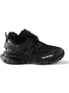 Balenciaga - Track Faux Fur-Lined Nylon, Mesh and Rubber Sneakers - Black