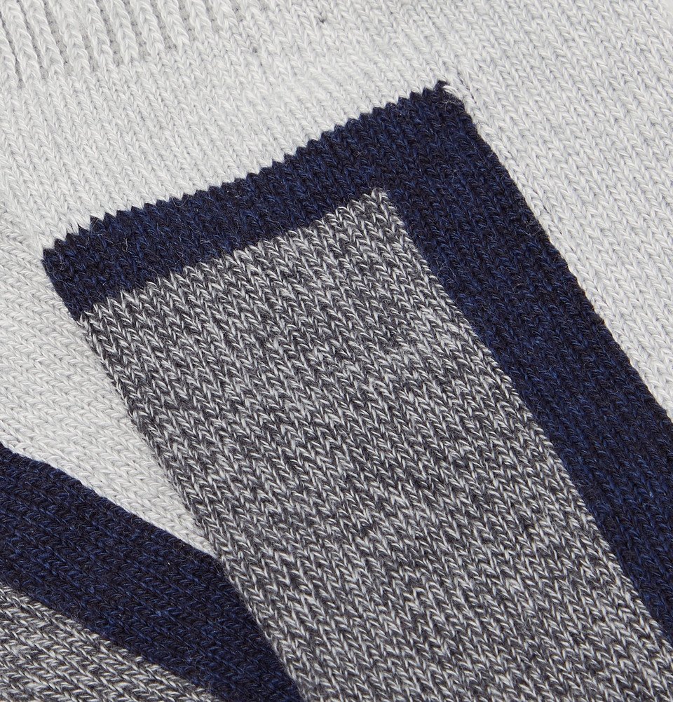 N/A - Colour-Block Mélange Stretch Cotton-Blend Socks - Gray