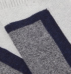 N/A - Colour-Block Mélange Stretch Cotton-Blend Socks - Gray