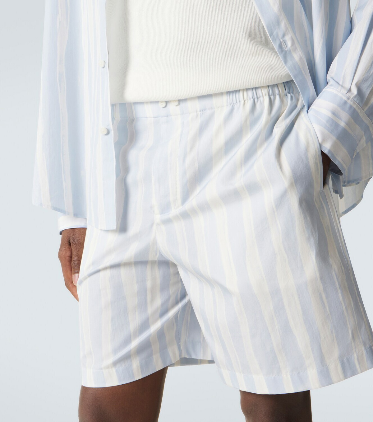 Jacquemus Caleçon striped cotton poplin shorts