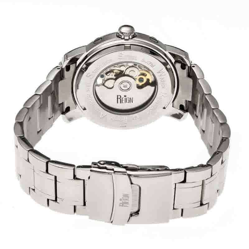 Reign Kahn Silver Skeleton Roman Numeral Silver-tone Bracelet Mens Watch RN4301