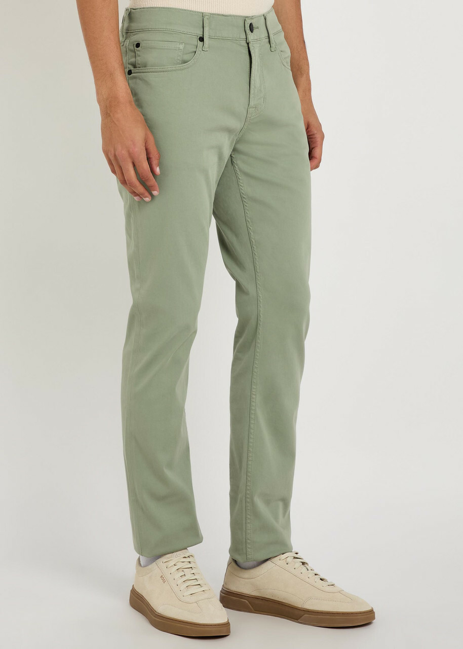 7 For All Mankind Slimmy Tapered-leg Stretch-sateen Chino Trousers Light Green