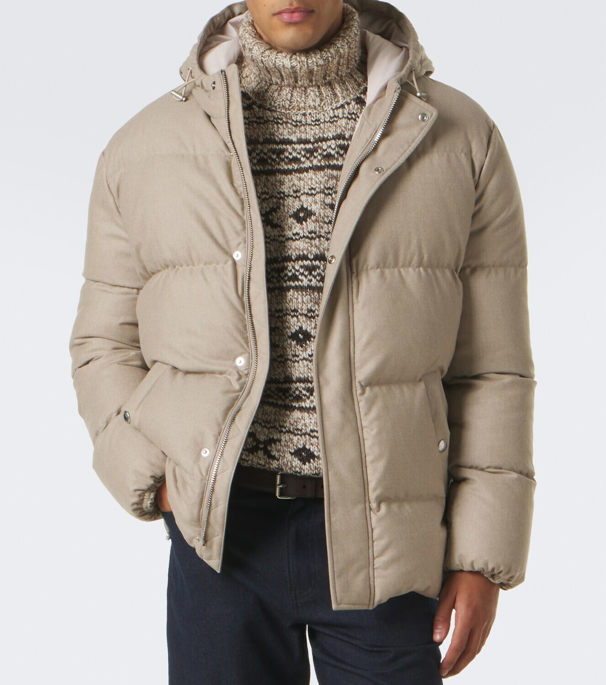 Eleventy Wool, silk, and cashmere puffer jacket