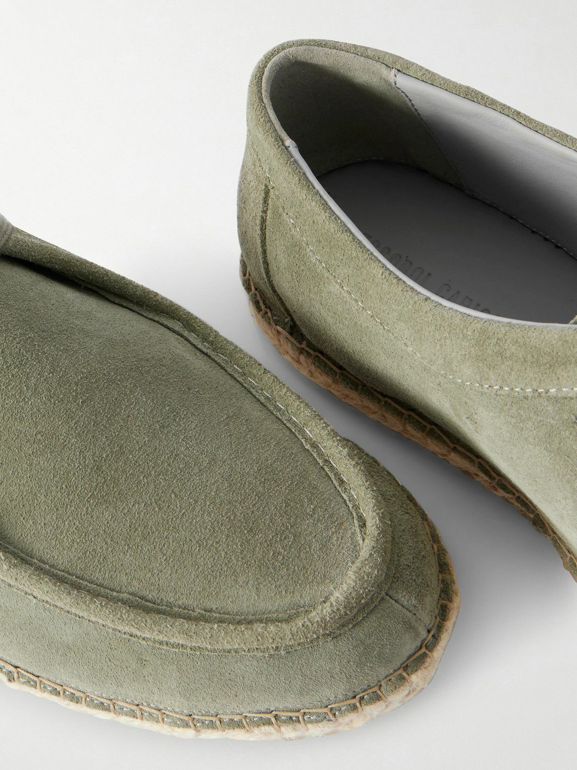 Frescobol Carioca - Rodolfo Jute-Trimmed Suede Derby Shoes - Green