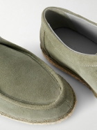 Frescobol Carioca - Rodolfo Jute-Trimmed Suede Derby Shoes - Green