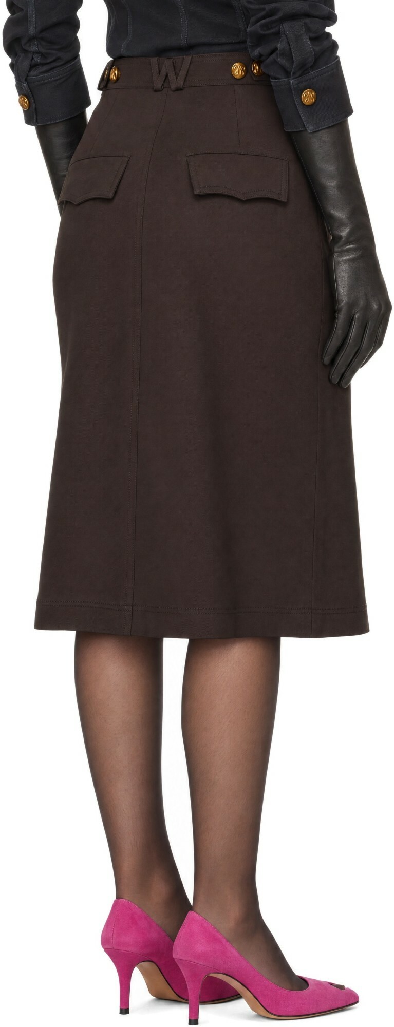 WILLY CHAVARRIA Brown Uniform Midi Skirt