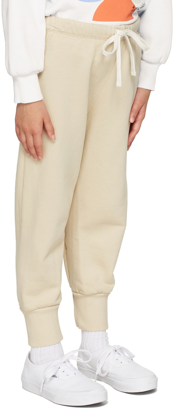 TINYCOTTONS Kids Beige Logo Lounge Pants TINYCOTTONS