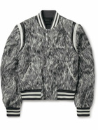 AMIRI - Faux Leather-Trimmed Brushed Wool and Alpaca-Blend Varsity Jacket - Gray