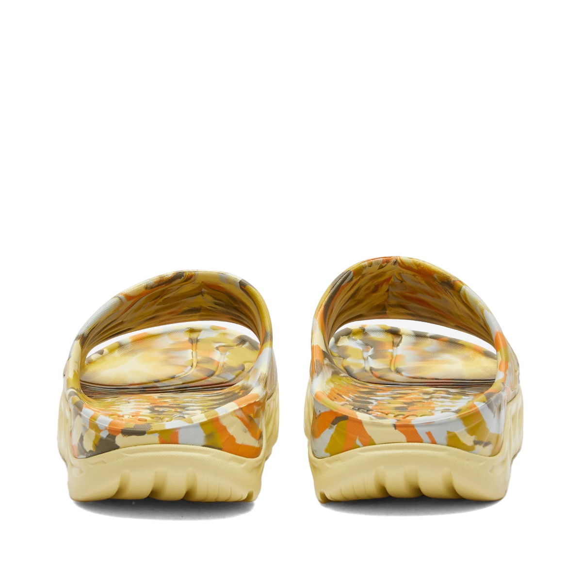 Hoka One One Ora Recovery Slide Swirl Sneakers in Celery Root/Golden Lichen