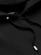 Balmain - Logo-Embroidered Cotton-Jersey Hoodie - Black