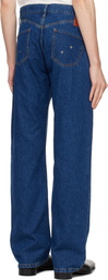 Ludovic de Saint Sernin Blue Straight Legs Lace Up Jeans