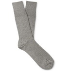 Mr P. - Ribbed Cotton-Blend Socks - Gray