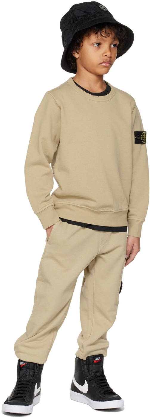 Stone Island Junior Kids Beige Patch Lounge Pants Stone Island Junior