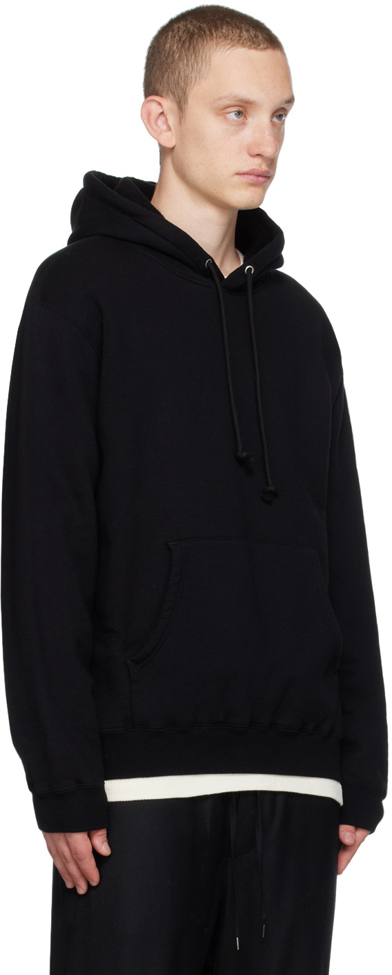 AURALEE Black Smooth Soft Hoodie Auralee