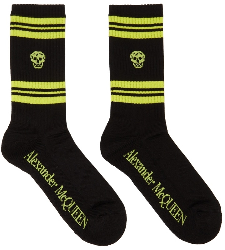 Photo: Alexander McQueen Black & Green Stripe Skull Socks