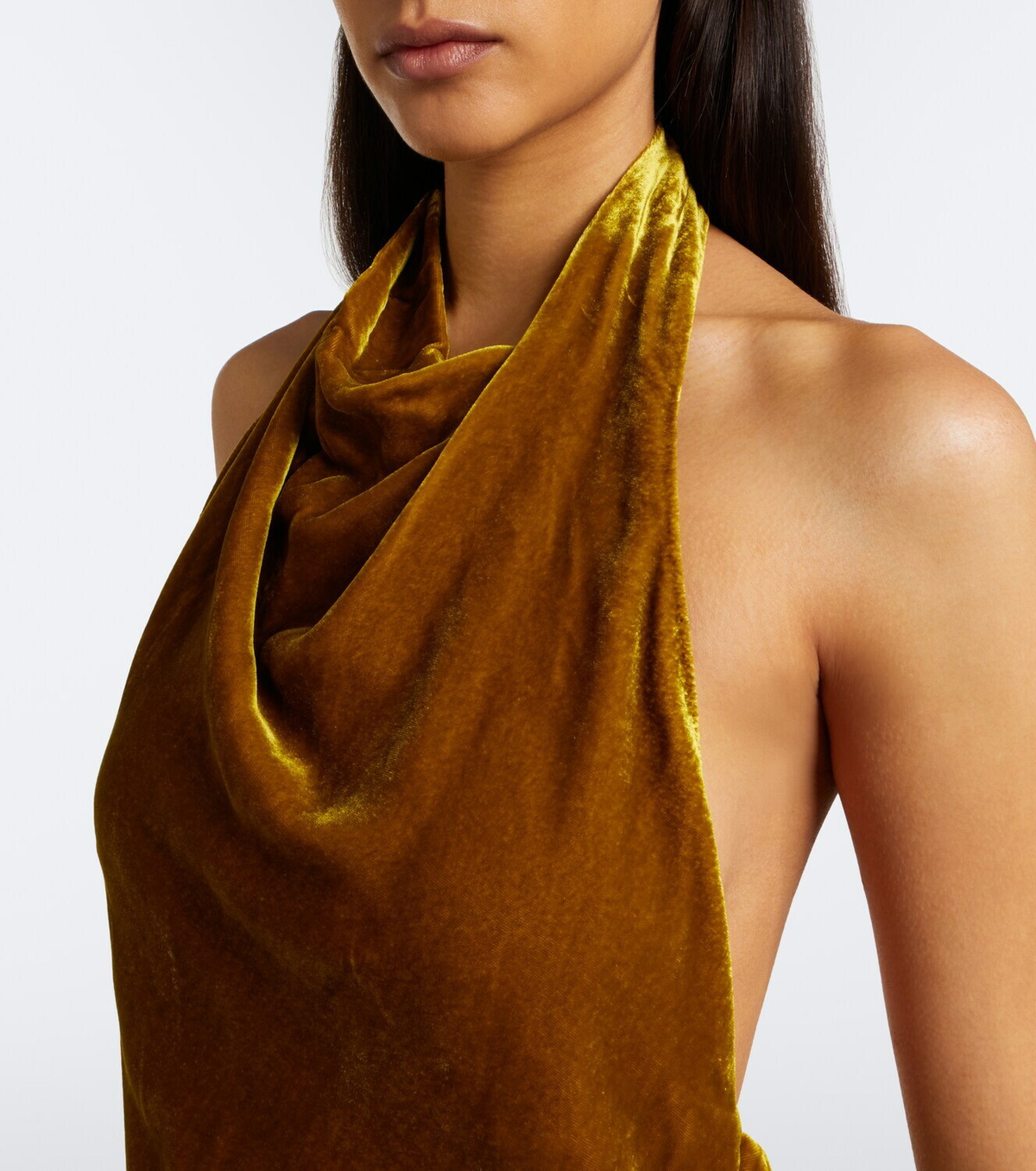 Simkhai Reannon draped open-back velvet gown