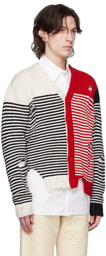 Charles Jeffrey Loverboy White & Red Mega Shred Cardigan