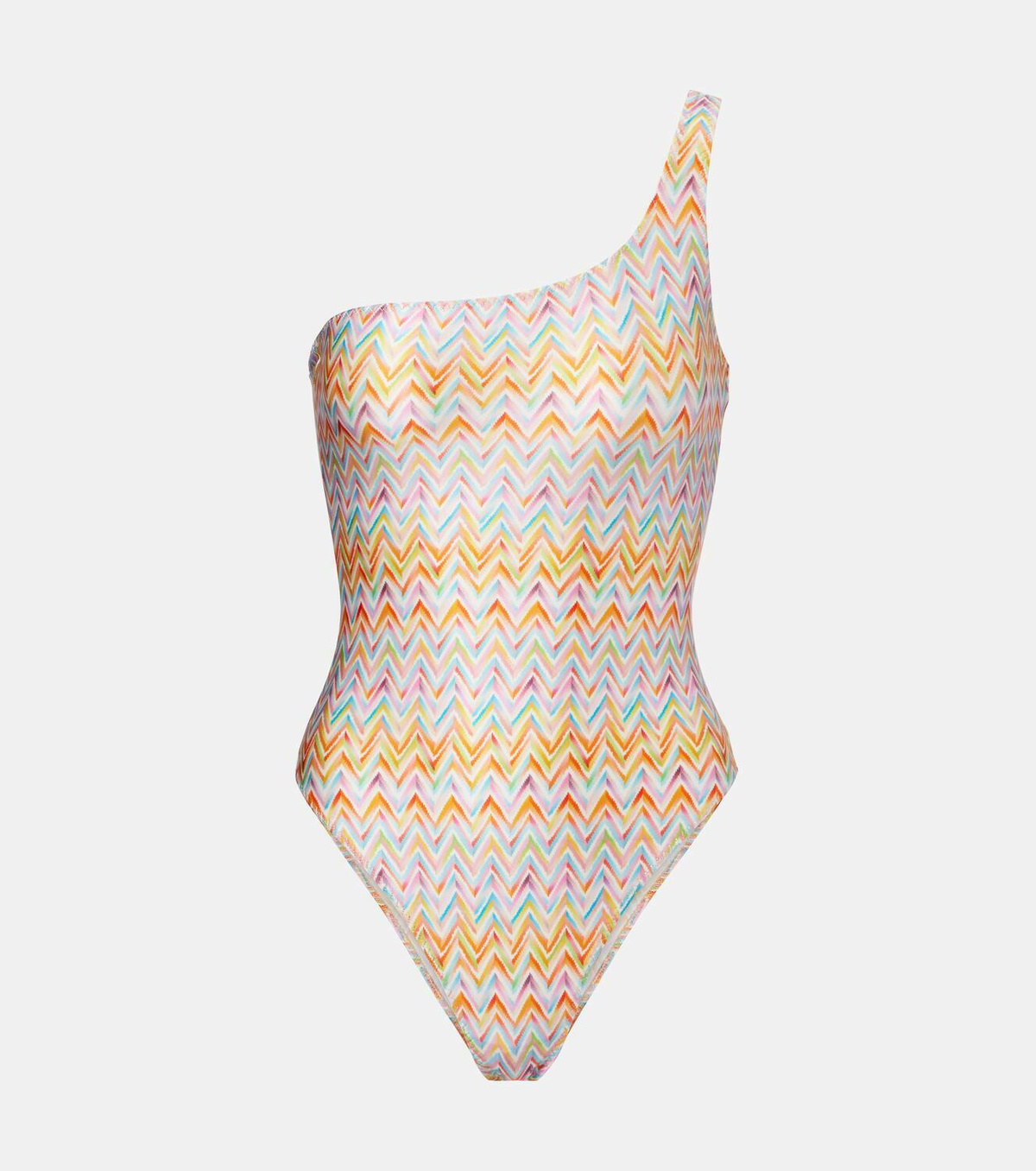 MISSONI CHEVRON HIGH NECK SWIMSUIT. Size 36,38 Missoni Multicolor Chevron Asymmetric One-Piece Swimsuit  main image 4