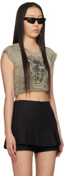 lesugiatelier Khaki Knotted T-Shirt