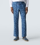 Kiton Printed linen straight pants