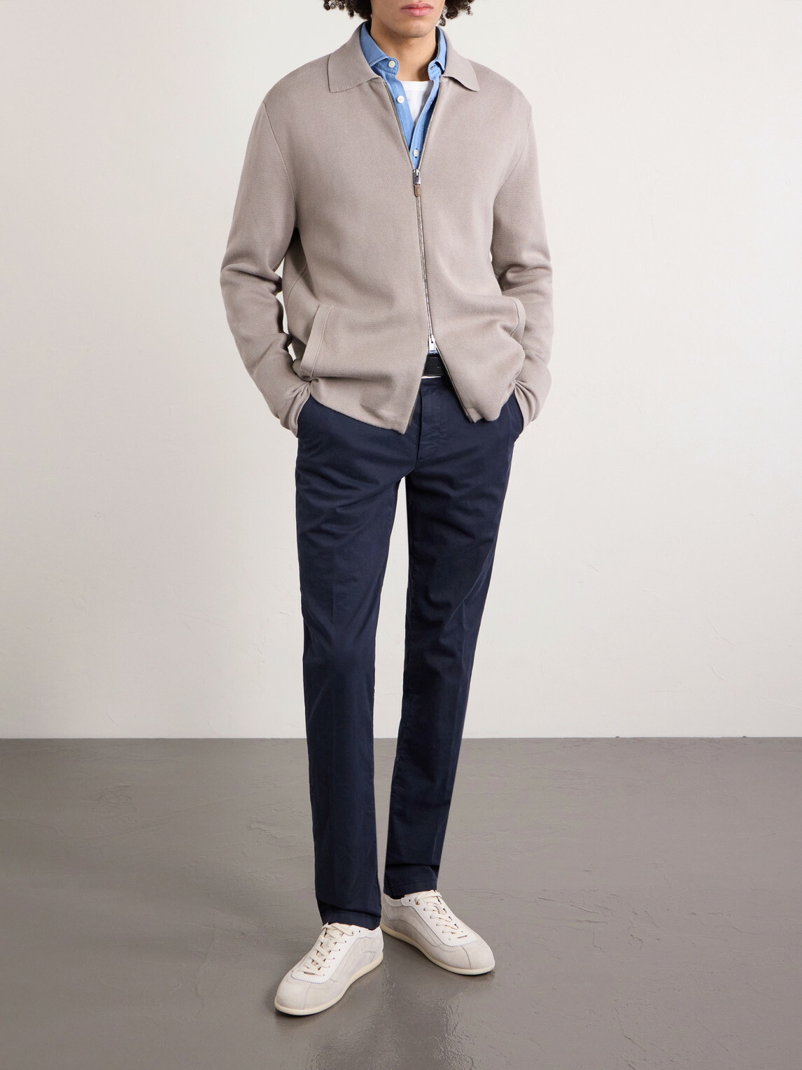 Canali - Slim-Fit Tapered Cotton-Blend Twill Chinos - Blue