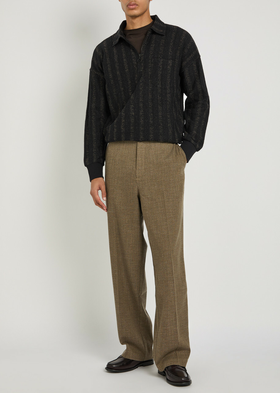 Oliver Spencer Lorimer Two-toned Cotton-blend Polo Jumper Black